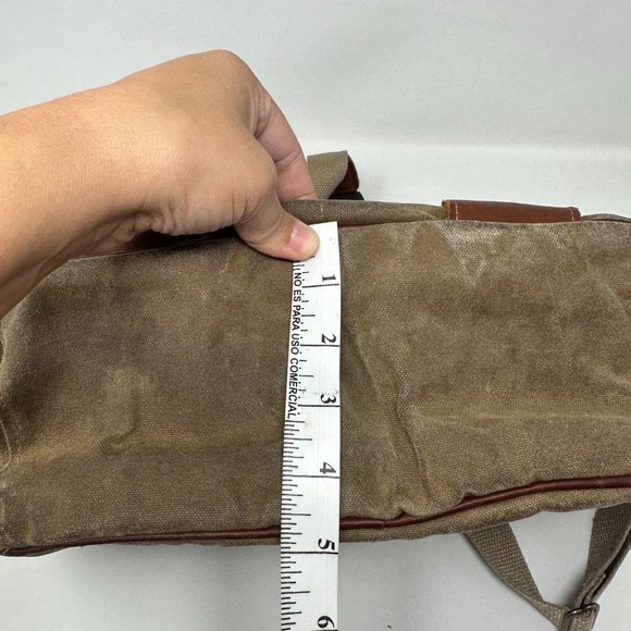 Vintage LL Bean Waxed Cotton Canvas & Leather Messenger Briefcase - Picture 12 of 16